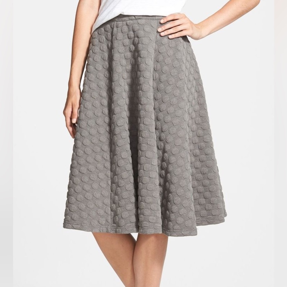 J.O.A. Charcoal Textured Full Jacquard Dot Skirt